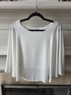 Zara Elegant White Crepe Cape Top Size L
